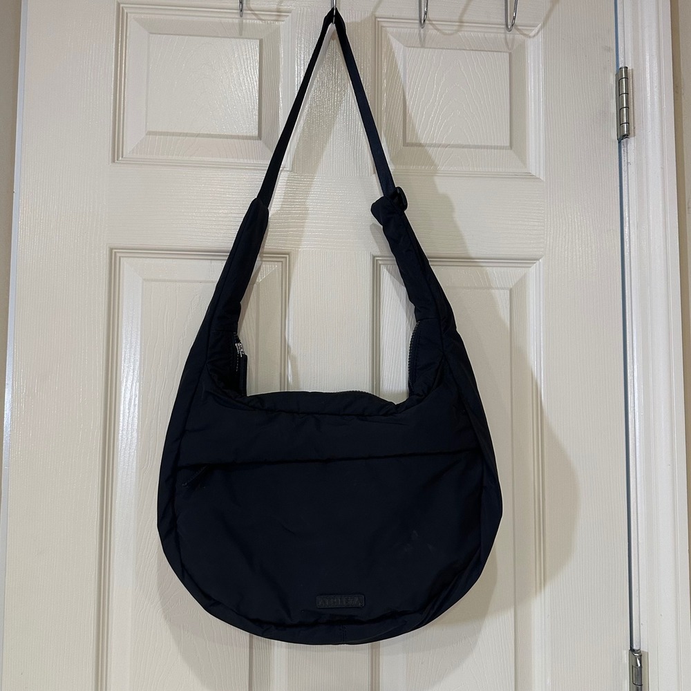 Womens AthletaNavy Blue Crescent Hobo Bag Nylon Shoulder Bag Adjustable Strap